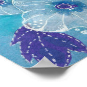 Hollyhock Mallow Malva Blume Floral Collage Blue Poster (Ecke)