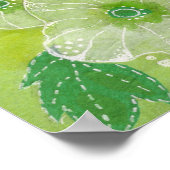 Hollyhock Mallow Malva Blume Floral Collage Green Poster (Ecke)