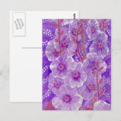 Hollyhock Mallow Malva Purpe Violet Blume Floral Postkarte (Vorne/Hinten)