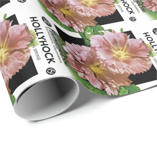 Hollyhock Vintag Seed Packet Geschenkpapier (Rolleneckpunkt)