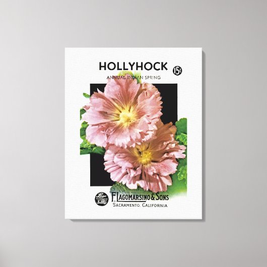 Hollyhock Vintag Seed Packet Leinwanddruck (Vorderseite)