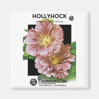 Hollyhock Vintag Seed Packet Magnet