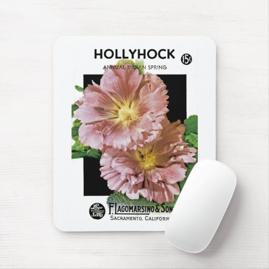 Hollyhock Vintag Seed Packet Mousepad (Mit Mouse)