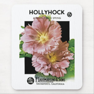 Hollyhock Vintag Seed Packet Mousepad