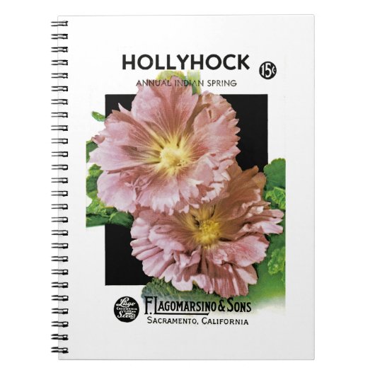 Hollyhock Vintag Seed Packet Notizblock (Vorderseite)
