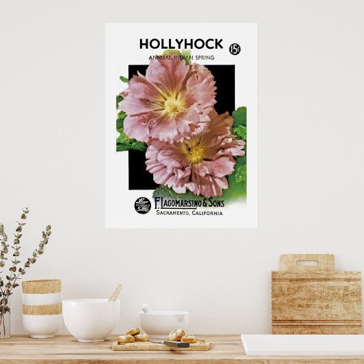 Hollyhock Vintag Seed Packet Poster (Küche)