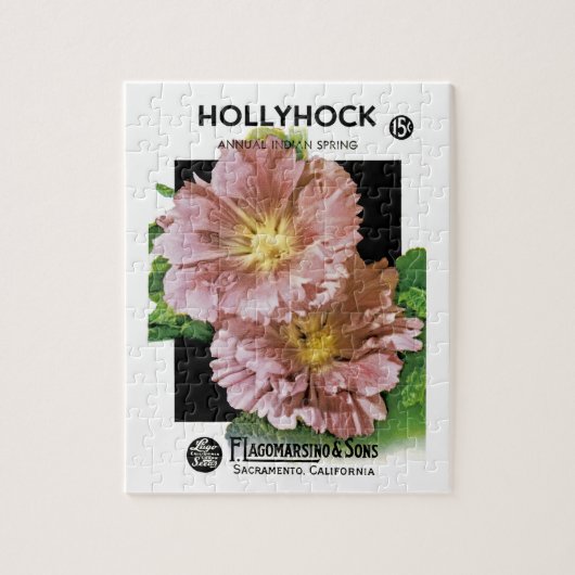 Hollyhock Vintag Seed Packet Puzzle (Vertikal)