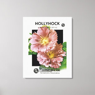 Hollyhock-Vintages Samen-Paket Leinwanddruck
