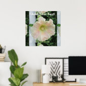 Hollyhock White Hübsche Blume Poster (Heimbüro)