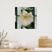 Hollyhock White Hübsche Blume Poster (Küche)