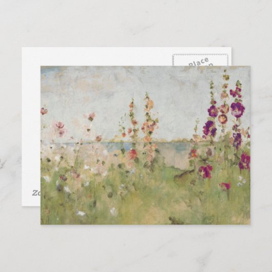 Hollyhocks am Meer Postkarte (Vorne/Hinten)