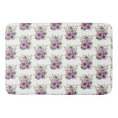 Hollyhocks and Blue Flowers with Bumble BEES Badematte (Vorderseite)