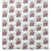 Hollyhocks and Blue Flowers with Bumble BEES Duschvorhang (Vorderseite)