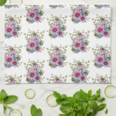 Hollyhocks and Blue Flowers with Bumble BEES Geschirrtuch (Gefaltet)