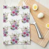 Hollyhocks and Blue Flowers with Bumble BEES Geschirrtuch (Viertel Falte)