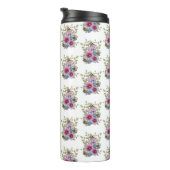 Hollyhocks and Blue Flowers with Bumble BEES Thermosbecher (Nach rechts gedreht)