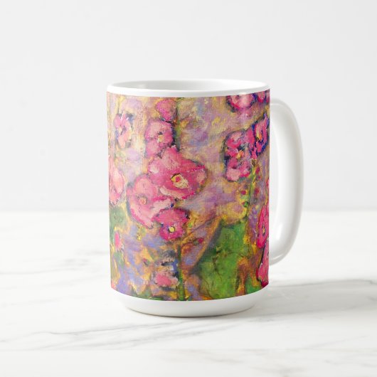 Hollyhocks blühen kaffeetasse (VorderseiteRechts)