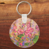 Hollyhocks blühen schlüsselanhänger (Vorderseite)