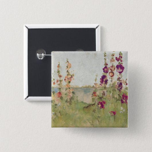 Hollyhocks durch das Meer Button (Vorne & Hinten)