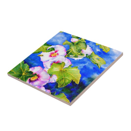 Hollyhocks Fliese (Seite)