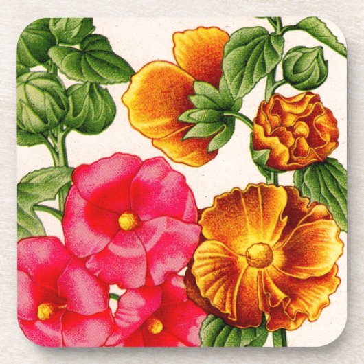 Hollyhocks Getränkeuntersetzer (Vorderseite)