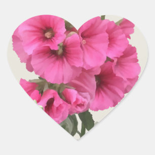 Hollyhocks Herz-Aufkleber