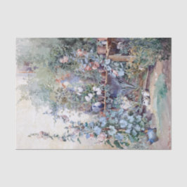 Hollyhocks Kitty and Potting Bench Tissue Paper Seidenpapier