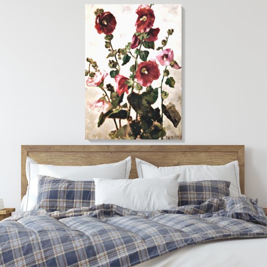 Hollyhocks - Max Weyl-Malerei Leinwanddruck (Insitu (Schlafzimmer))