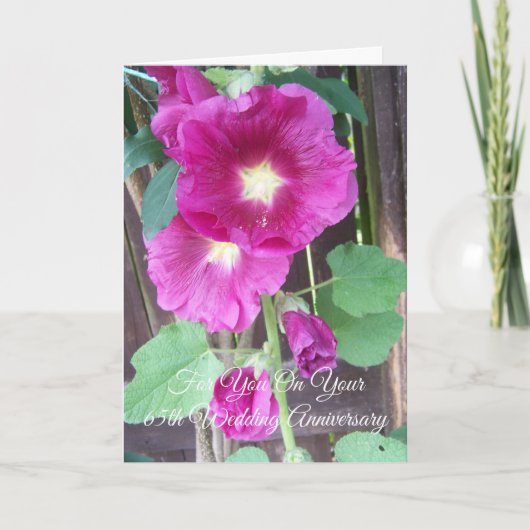 Hollyhocks Personalisiert 65. Hochzeitstag Karte (Vorderseite)