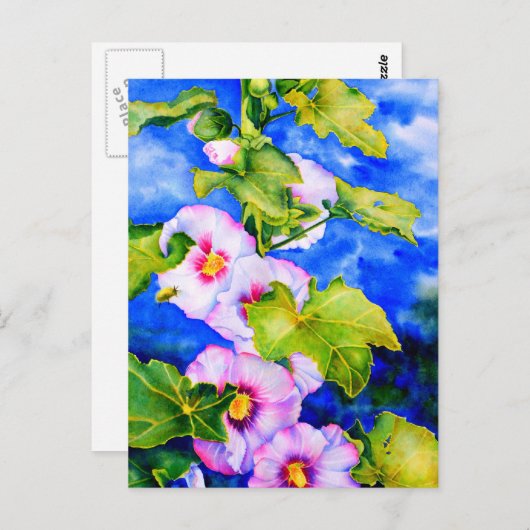 Hollyhocks Postkarte (Vorne/Hinten)