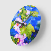 Hollyhocks Runde Wanduhr (Winkel)