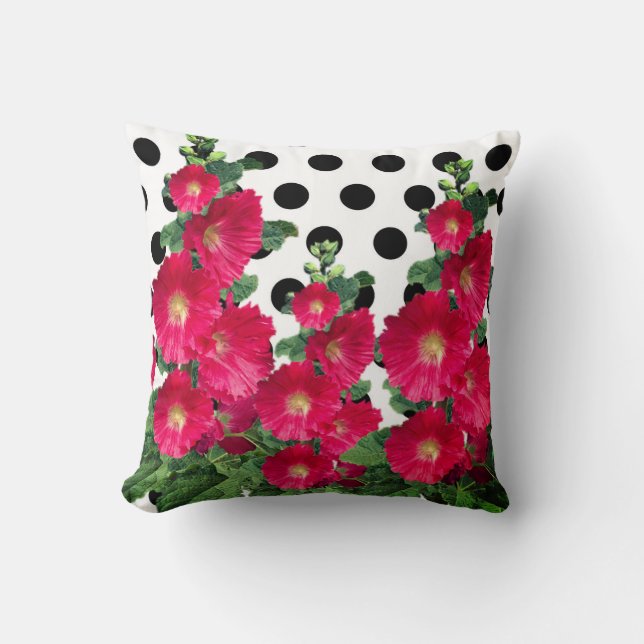 Hollyhocks Throw Pillow Kissen (Vorderseite)