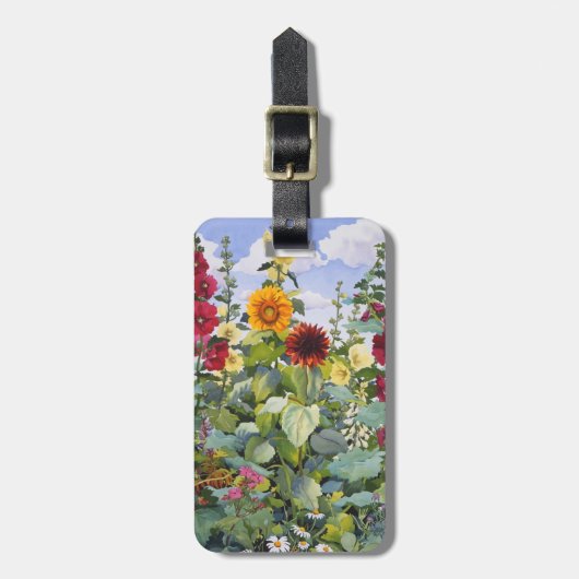 Hollyhocks und Sonnenblumen 2005 Gepäckanhänger (Vorderseite vertikal)