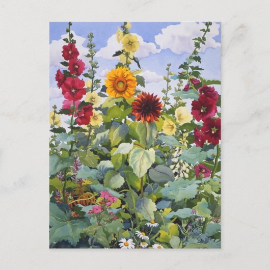 Hollyhocks und Sonnenblumen 2005 Postkarte (Vorderseite)