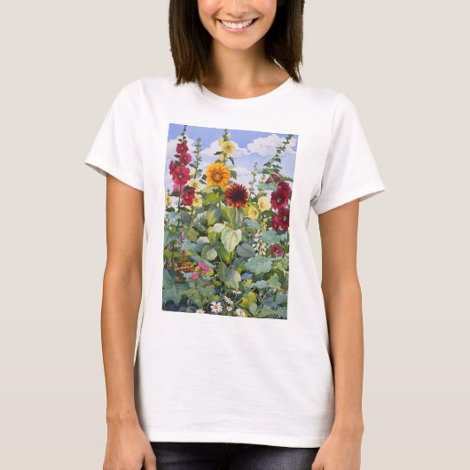 Hollyhocks und Sonnenblumen 2005 T-Shirt (Vorderseite)