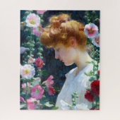 Hollyhocks und Sunlight Curran Art Puzzle (Vertikal)