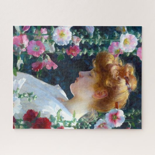 Hollyhocks und Sunlight Curran Art Puzzle (Horizontal)