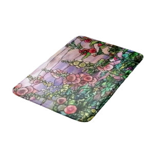 Hollyhocks Vintag Floral Tiffany Hartglas Badematte