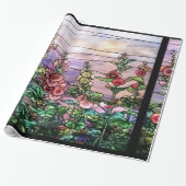 Hollyhocks Vintages BlumenTiffany beflecktes Glas Geschenkpapier (Ungerollt)