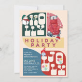 HollyJolly Retro Geometric Pattern Weihnachtsgesch Einladung (Vorderseite)