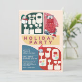 HollyJolly Retro Geometric Pattern Weihnachtsgesch Einladung (Stehend Vorderseite)