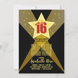 hollywood 16 . GEBURTSTAG 16 Filmabend Rote Einlad Einladung