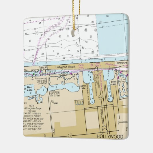 Hollywood Beach Florida Chart Keramikornament (Links)