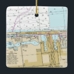 Hollywood Beach Florida Chart Keramikornament<br><div class="desc">Hollywood Beach Florida Seekarte Weihnachtsschmuck.</div>