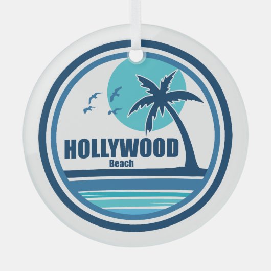 Hollywood Beach Florida Palm Tree Birds Ornament Aus Glas (Vorderseite)