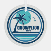 Hollywood Beach Florida Palm Tree Birds Ornament Aus Glas (Rückseite)