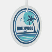 Hollywood Beach Florida Palm Tree Birds Ornament Aus Glas (Vorderseite Rechts)