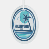 Hollywood Beach Florida Palm Tree Birds Ornament Aus Glas (Vorderseite links)