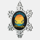 Hollywood Beach Florida Palm Trees Beach Schneeflocken Zinn-Ornament (Rechts)