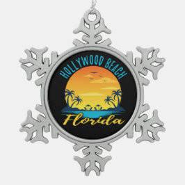Hollywood Beach Florida Palm Trees Beach Schneeflocken Zinn-Ornament